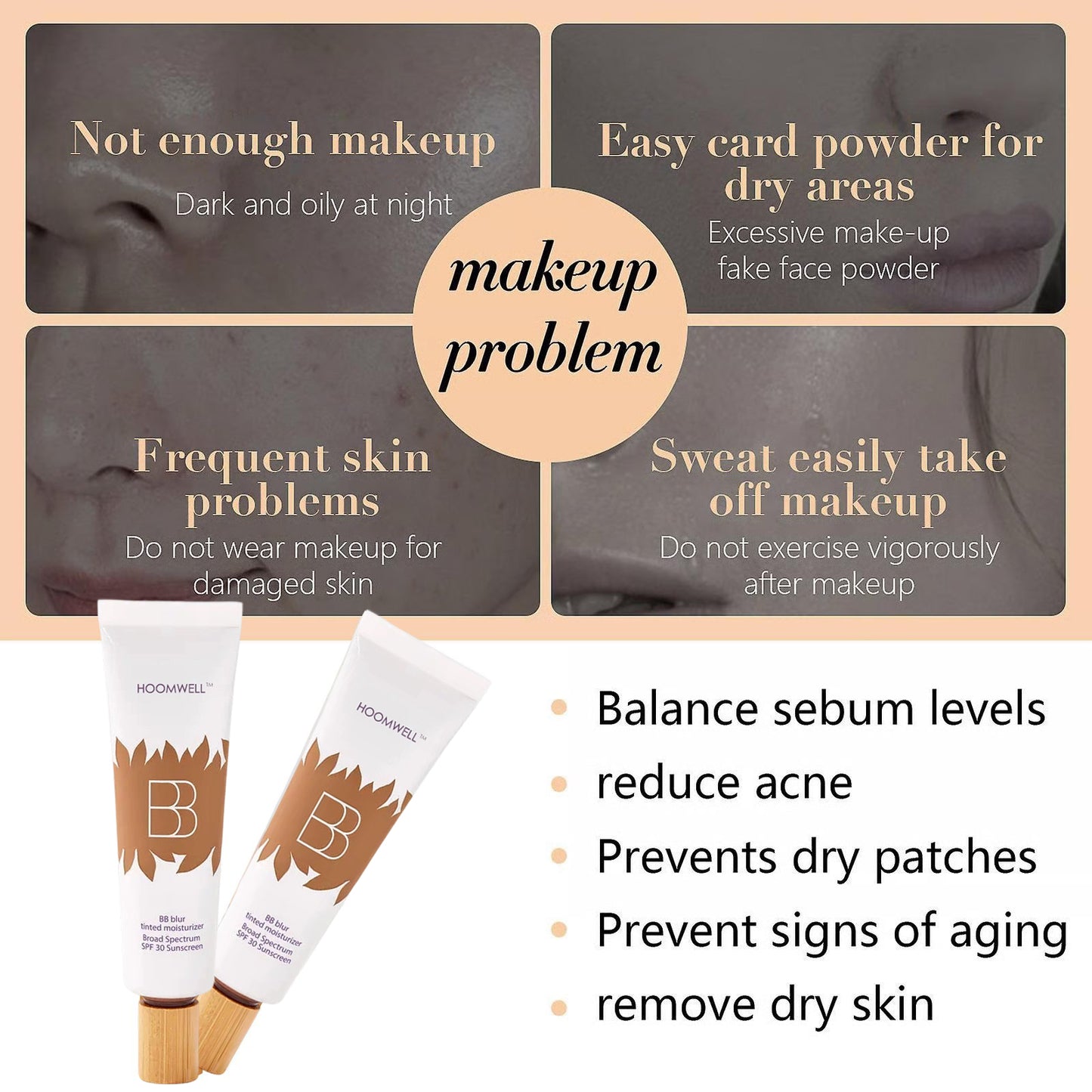 💜💜✨LAST DAY SALE BUY 1  GET 1 FREE!!💜✨BB Blur SPF 30+ Tinted Moisturizer + Brush — Instant Glow, Hydration & Pore-Blur Finish 💜
